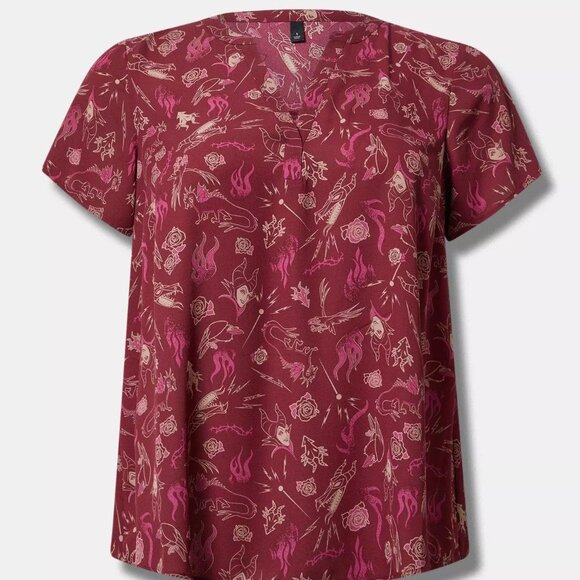 ❤️NWT VINTAGE TORRID DISNEY VILLAINS MALEFICENT GEORGETTE HIGH LOW BLOUSE PLUS - Picture 9 of 11